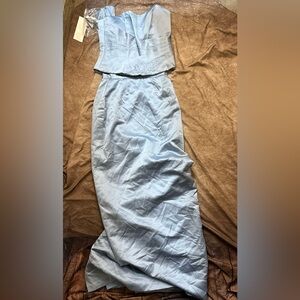Elegant Light Blue 8 bridesmaid prom formal dress